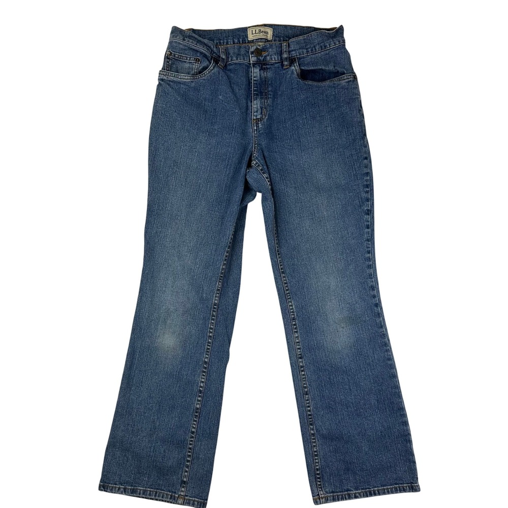 L.L.Bean Classic Fit Straight‎ Leg Jeans Women's 12 Regular Medium Wash Denim
